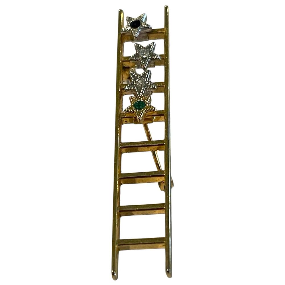 Vintag 2 Mary Kay Sapphire Emerald Reach for The Stars Ladder Pin Brooch 2”x3/8” - Picture 2 of 4